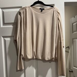 Express Beige Long Sleeve Blouse